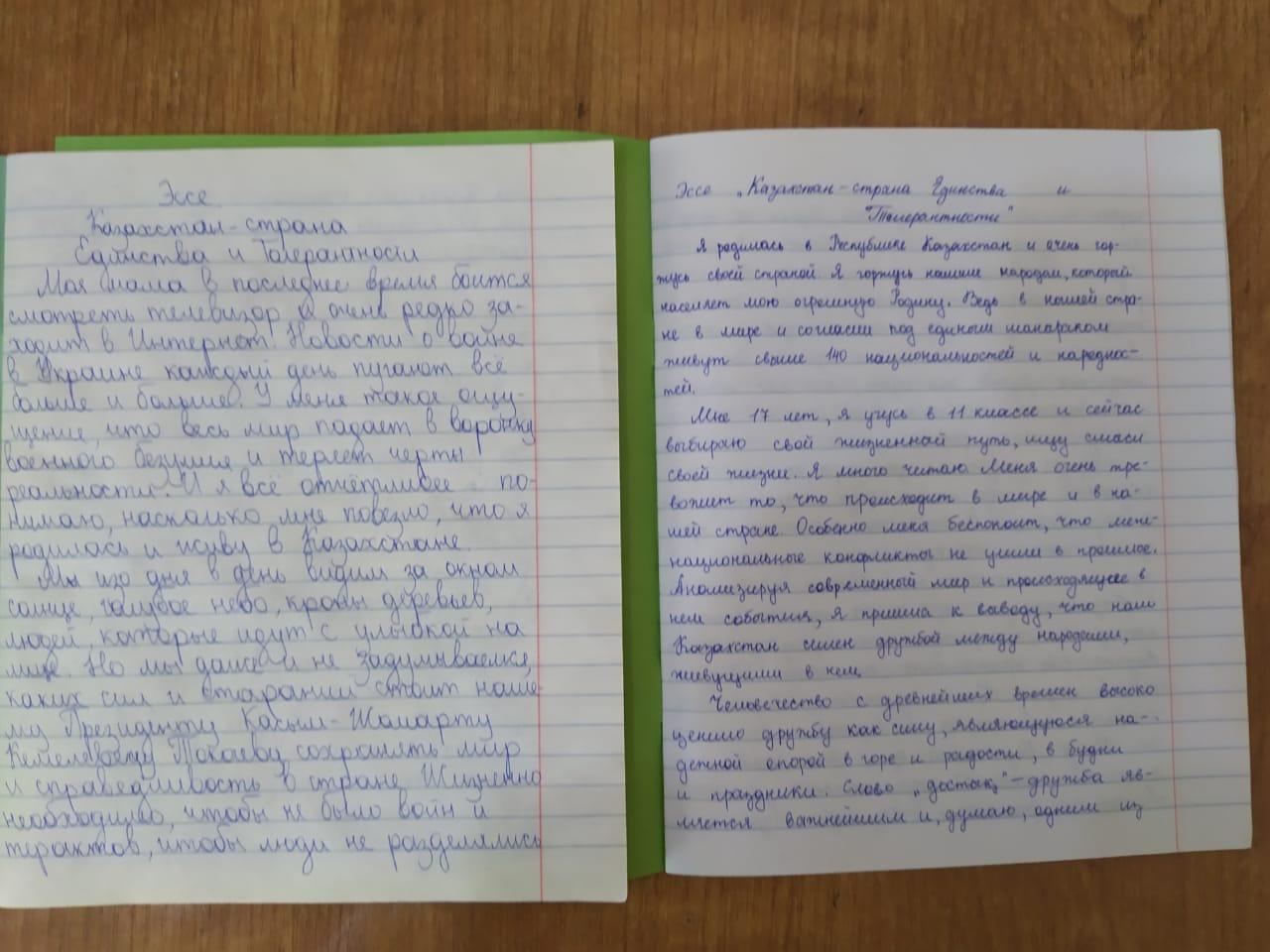 Конкурс эссе, посвященный Дню единства народов Казахстана » №85 Орта мектеп